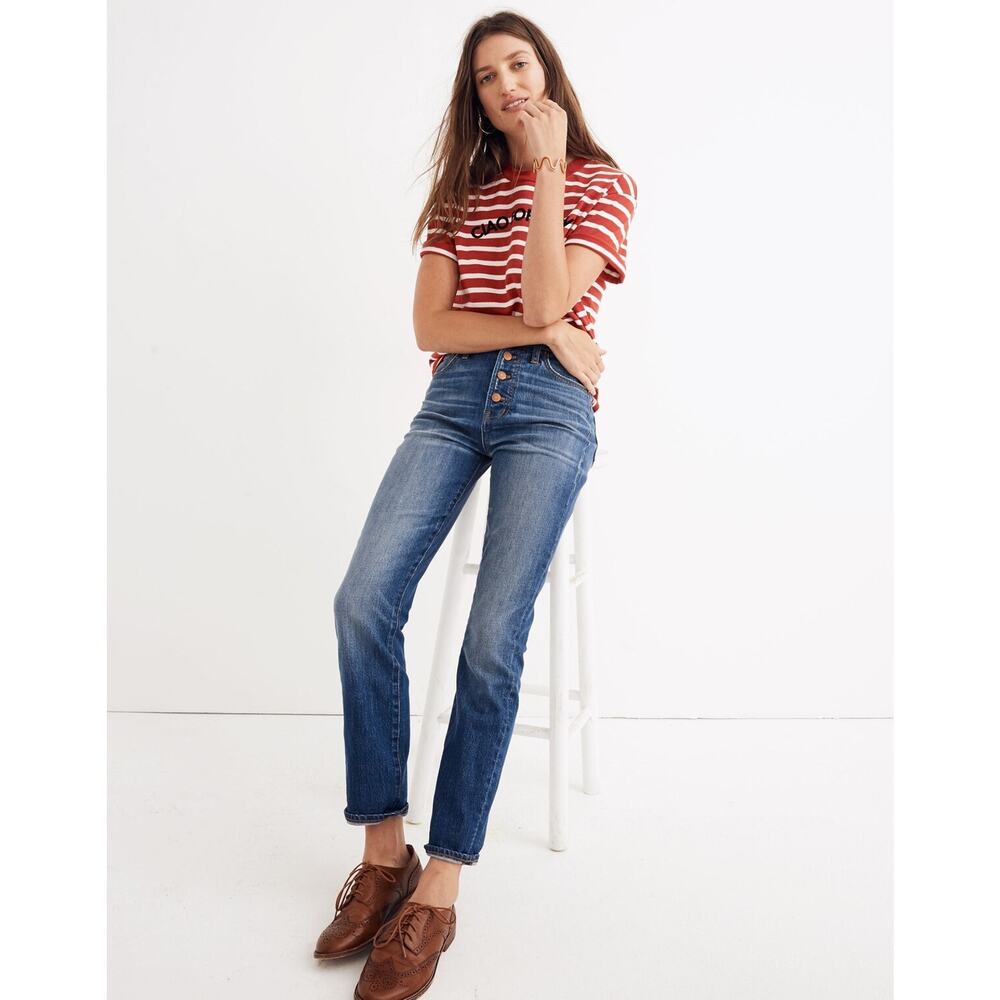 Madewell The Perfect Vintage Crop Jean Button Fly High Rise Straight 27